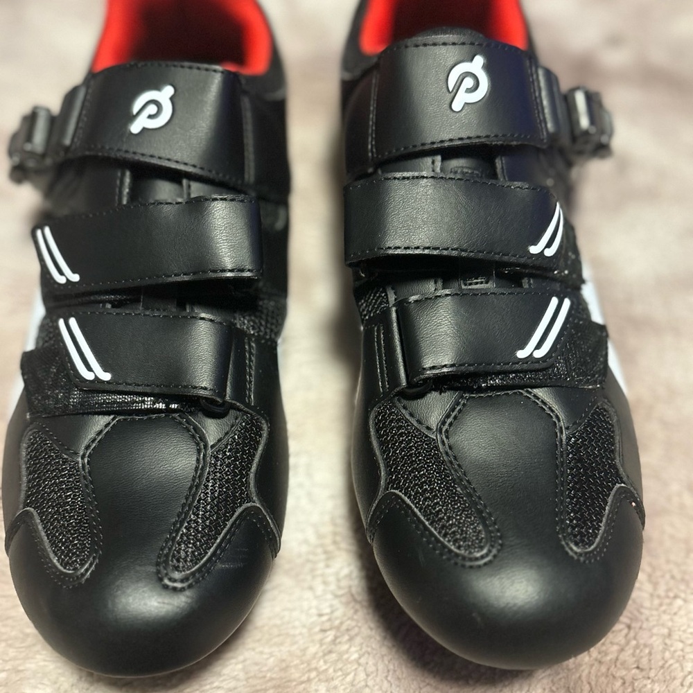 Peloton Black Cycling Shoes with Red Accents 42